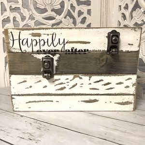 Wedding & Anniversary Rustic Wooden Photo Holder Decor “Happily Ever After”